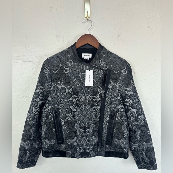 HELMUT LANG Boxy Medallion Jacquard Jacket Floral Embroidered Leather Blazer NEW - Picture 6 of 16
